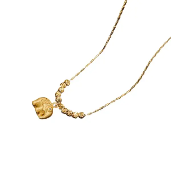 Wholesale Elephant Beading Necklace For Women With 18K Real Gold Plated Copper And Electroplated Box Chain