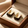 Wholesale Geometric Stud Earrings For Women, Waterproof Non Tarnish 304 Stainless Steel With 18K Real Gold Plated PVD Coating And Resin Inlay