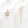 Wholesale Leaf Stud Earrings For Women With Copper And Zircon Inlay, Featuring 925 Sterling Silver Posts