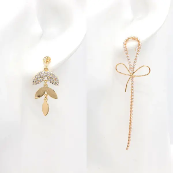 Wholesale Leaf Stud Earrings For Women With Copper And Zircon Inlay, Featuring 925 Sterling Silver Posts