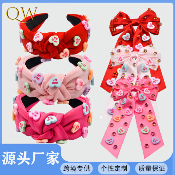 oly-be3ab59972143d8b1558a8c62750fd22 Wholesale Valentine's Day hairband hair clip combination with love letters fabric knot fashion wide-brimmed hair accessories for women