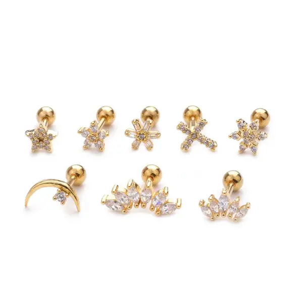 oly-be3b54e01f0a12f5603ed2705367ef4c Wholesale Copper Ear Cartilage Rings & Studs Flower Waterproof Non Tarnish Surgical Steel Women'S