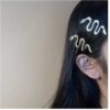 Wholesale personality snake-shaped hairpin ladies cold style retro frog buckle alloy rhinestone clip bangs clip