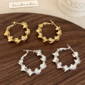 Wholesale Fashionable Geometric Irregular Metal Earrings Women's Stylish Unique Design Trendy Versatile Jewelry Accessories