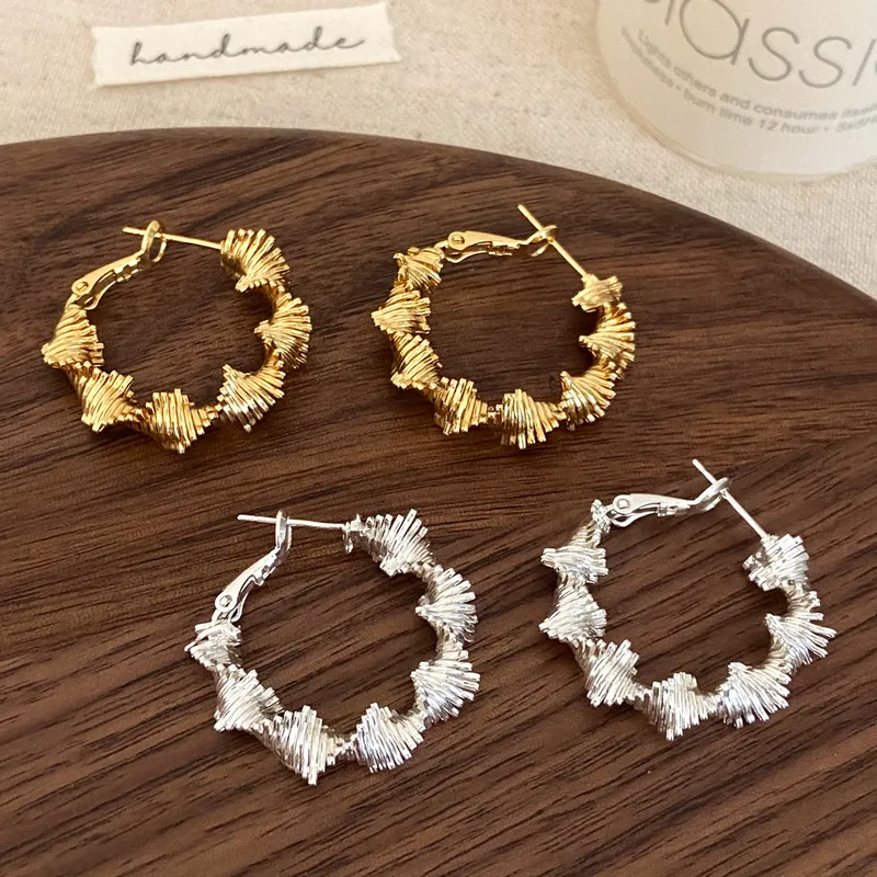 Wholesale Fashionable Geometric Irregular Metal Earrings Women's Stylish Unique Design Trendy Versatile Jewelry Accessories