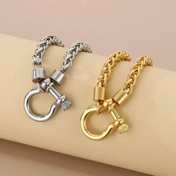 Wholesale 304 Stainless Steel Modern Style Simple Style Classic Style Geometric Bracelets Necklace