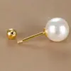Wholesale 1 Piece Simple Style Round Plating Inlay Copper Pearl 18k Gold Plated Ear Studs