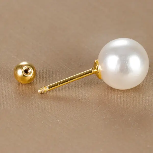 Wholesale 1 Piece Simple Style Round Plating Inlay Copper Pearl 18k Gold Plated Ear Studs