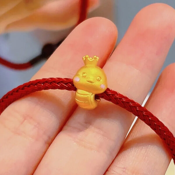 Wholesale Shajin Gold Shop's Same Princess Snake Transfer Beads, Zodiac Year, Snake Through-Hole Hand-Strung Bead Bracelet, Sand Gold Accessories