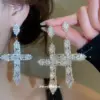 Wholesale Gold Cross Drop Earrings For Women Featuring Copper Material And 304 Stainless Steel Ear Pins With Zircon Inlay