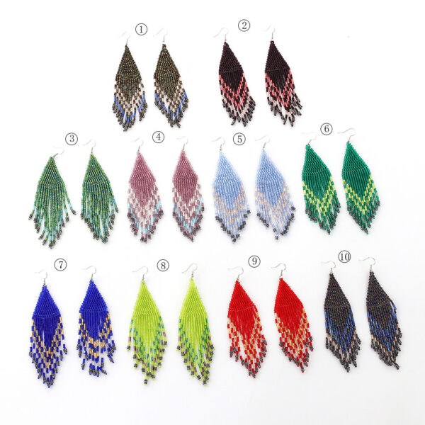 oly-be7d15b2237e3011dc654629759b144c Wholesale Original Design Handmade Rice Bead Tassel Earrings Personalized Bohemian Tassel Earrings
