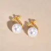 Wholesale 1 Pair Simple Style Classic Style Solid Color Plating Inlay Zinc Alloy Artificial Pearls 18K Gold Plated Ear Studs