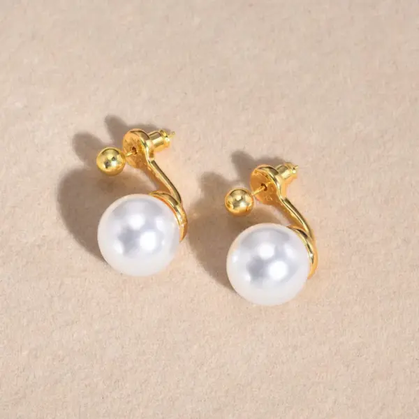 Wholesale 1 Pair Simple Style Classic Style Solid Color Plating Inlay Zinc Alloy Artificial Pearls 18K Gold Plated Ear Studs