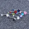 oly-be9682401dc352a6f2a1a3f087bb2f7c Wholesale Fashion Heart Shape Stainless Steel Inlaid Zircon Belly Ring 1 Piece