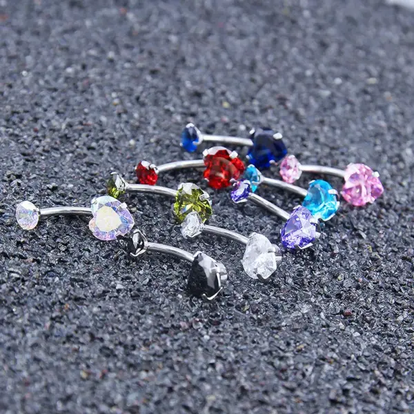 oly-be9682401dc352a6f2a1a3f087bb2f7c Wholesale Fashion Heart Shape Stainless Steel Inlaid Zircon Belly Ring 1 Piece