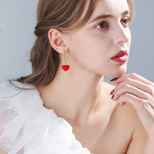 Wholesale 925 Silver Needle Red Love Temperament 2020 New Trendy Internet Celebrity Fashion Earrings Valentine's Day Gift for Girlfriend