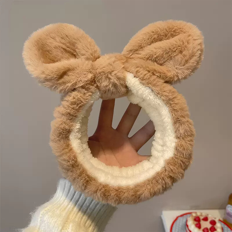 Wholesale Soft glutinous cute ~ home cartoon plush rabbit ears headband wash face wash hair band female bow headband headdress