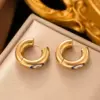 Wholesale PVD Coated Real Gold Plated 18K Gold Devil'S Eye 304 Stainless Steel Modern Style Waterproof Non Tarnish Hoop Earrings