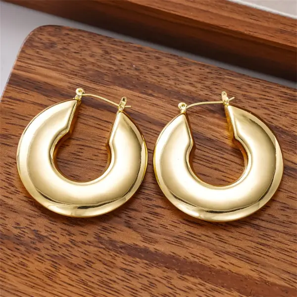 Wholesale Three-dimensional Geometric Earrings For Women In Copper With KC Golden Water Plating And 0.03µm Thick Coating