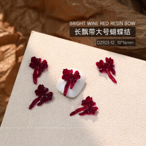[glossy style] burgundy long ribbon large bow
