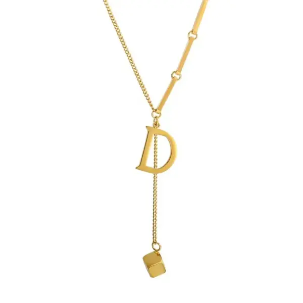 Wholesale Non-Fading Titanium Steel Necklace For Women, Short Design With Letter Pendant, Cool Clavicle Chain Jewelry Accessory