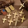 Wholesale DIY Jewelry High-Quality Polished 304 Stainless Steel Rhinestone Vacuum Electroplating (In Furnace) 18K Real Gold Plated Cross Flag Square Pendant