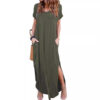 oly-beeb4973cbb0f86d9522172cc9867e0a Wholesale Long Dress Summer V-Neck Pocket Split Dress