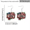 Wholesale Retro Rose Print Drop Earrings In White & Red Acrylic With 304 Stainless Steel Ear Pins For Women