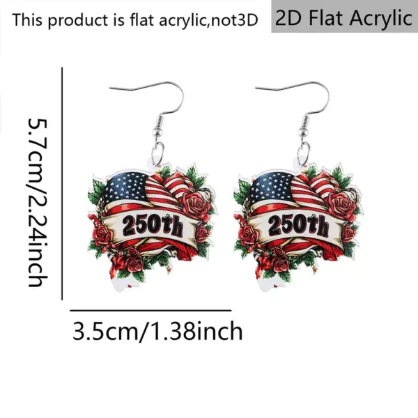 Wholesale Retro Rose Print Drop Earrings In White & Red Acrylic With 304 Stainless Steel Ear Pins For Women