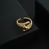 Wholesale Adjustable Size Open Moon Ring Fashion Retro Gold Surface Cute Style Geometry Pattern Copper Material Unisex Birthday Gift Daily Accessory For All Seasons