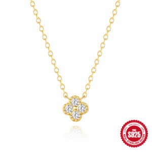 Gold necklace-white diamond / 925 Silver