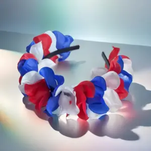 Blue, White, and Red Artificial Flower Hairband
