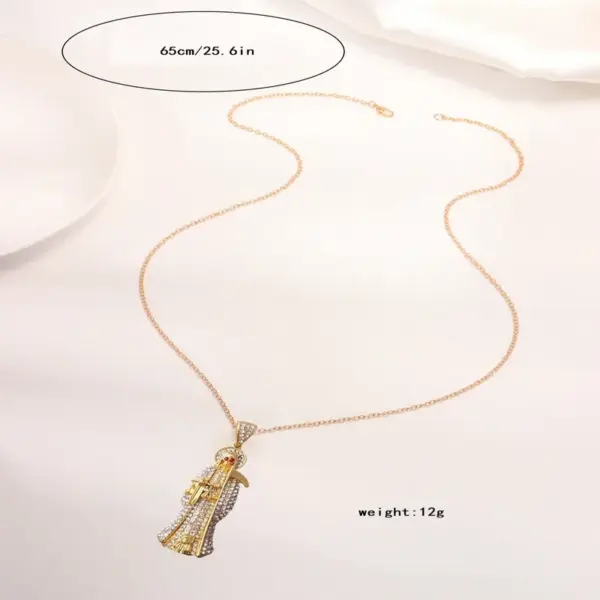 Wholesale Human Pattern Enamel Pendant Necklace For Adults In 304 Stainless Steel With KC Golden Water Plating And Rhinestones