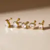 Wholesale 18K Real Gold Plated In Vacuum Plating Furnace 304 Stainless Steel Letter Zircon Earrings Simple Ear Jewelry Waterproof Non-Fading