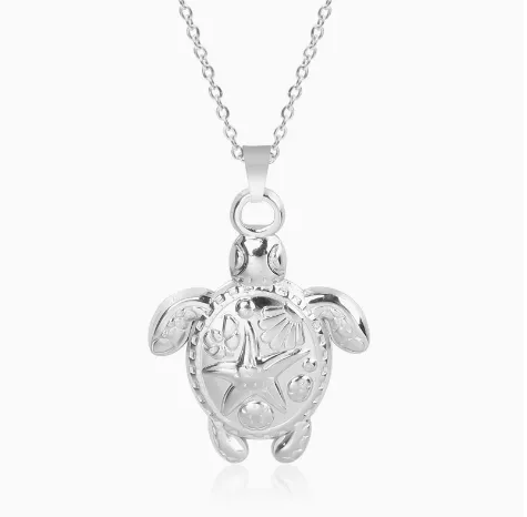 Wholesale 201 Stainless Steel Turtle Beach Modern Style Artistic Cable Chain Pendant Necklace