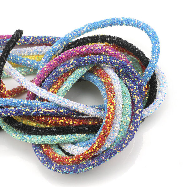 Wholesale Seven-color sequin drill pipe glitter powder rope with rubber hose AB dazzling rainbow shoes and hats drill decorative rope diy jewelry accessories
