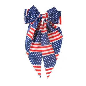 #3 Spring Clip Bow-Blue+Red