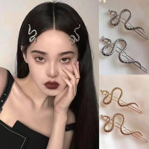 Wholesale personality snake-shaped hairpin female cold retro frog clip alloy one-word clip bangs clip