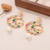 Wholesale Hypoallergenic Letter Drop Earrings For Women In Copper With KC Golden Plated UV Plating And Rhinestone Inlay