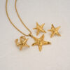 Wholesale Spring and summer in stock wholesale INS 18k gold plated titanium steel starfish beach necklace earrings suit
