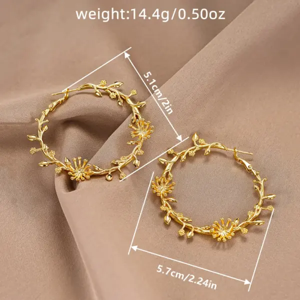 Wholesale Three-dimensional Flowers Earrings For Women In Copper With KC Golden Water Plating And 0.03µm Thickness