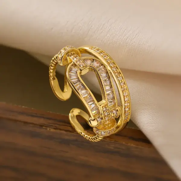 Wholesale Copper Zircon Simplicity Geometric Solid Color Open Rings