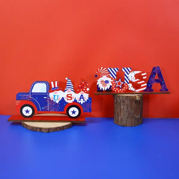 Wholesale Wooden Letter Decorations American National Day Scene Decoration Props Cartoon Grid Home Festival Supplies