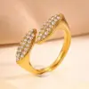 Wholesale Geometric Rings For Adults Featuring Waterproof Non Tarnish 304 Stainless Steel With 18K Real Gold PVD Coating And Zircon Inlay