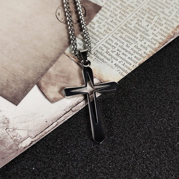 oly-bf962bfe2981c52aa1f0c9daae1dbb3e Wholesale Titanium Steel Cross Necklace Stainless Steel Sweater Chain Women's Non-Fading Light Luxury High-End Simple Jewelry Accessories
