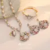 Wholesale Sector Jewelry Set For Women With Electroplated Copper And Baroque Pearl Inlay Featuring Beaded Chain