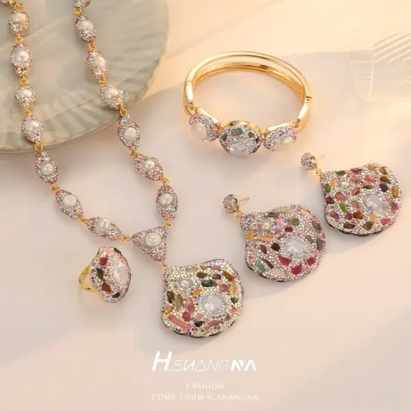 Wholesale Sector Jewelry Set For Women With Electroplated Copper And Baroque Pearl Inlay Featuring Beaded Chain