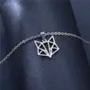 Wholesale Stainless Steel Hollow Out Animal Necklace Fox Pendant Wish Geometric Clavicle Chain Jewelry Simple Polished Metal For Women