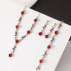 Wholesale Vintage French Style Rose Flower Bracelet suit Women’s Personality Elegant Red Rose Necklace Trendy Bracelet