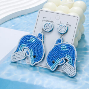 Wholesale Amazon Cross Border Personality Sea Turtle Dolphin Starfish Jellyfish Rice Bead Earrings Bohemian Style Holiday Earrings